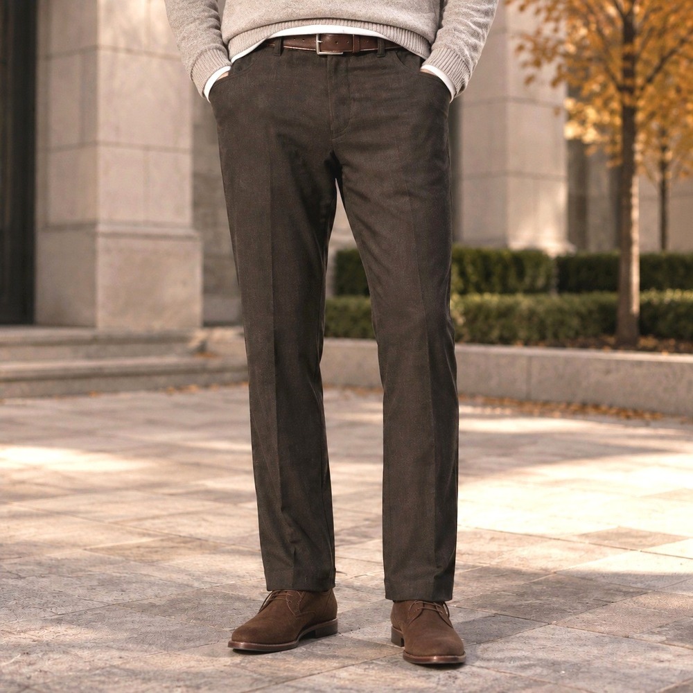 Bugatchi Preston Stretch 5-Pocket Pants 36x35 Tall Brown Straight Leg Trouser